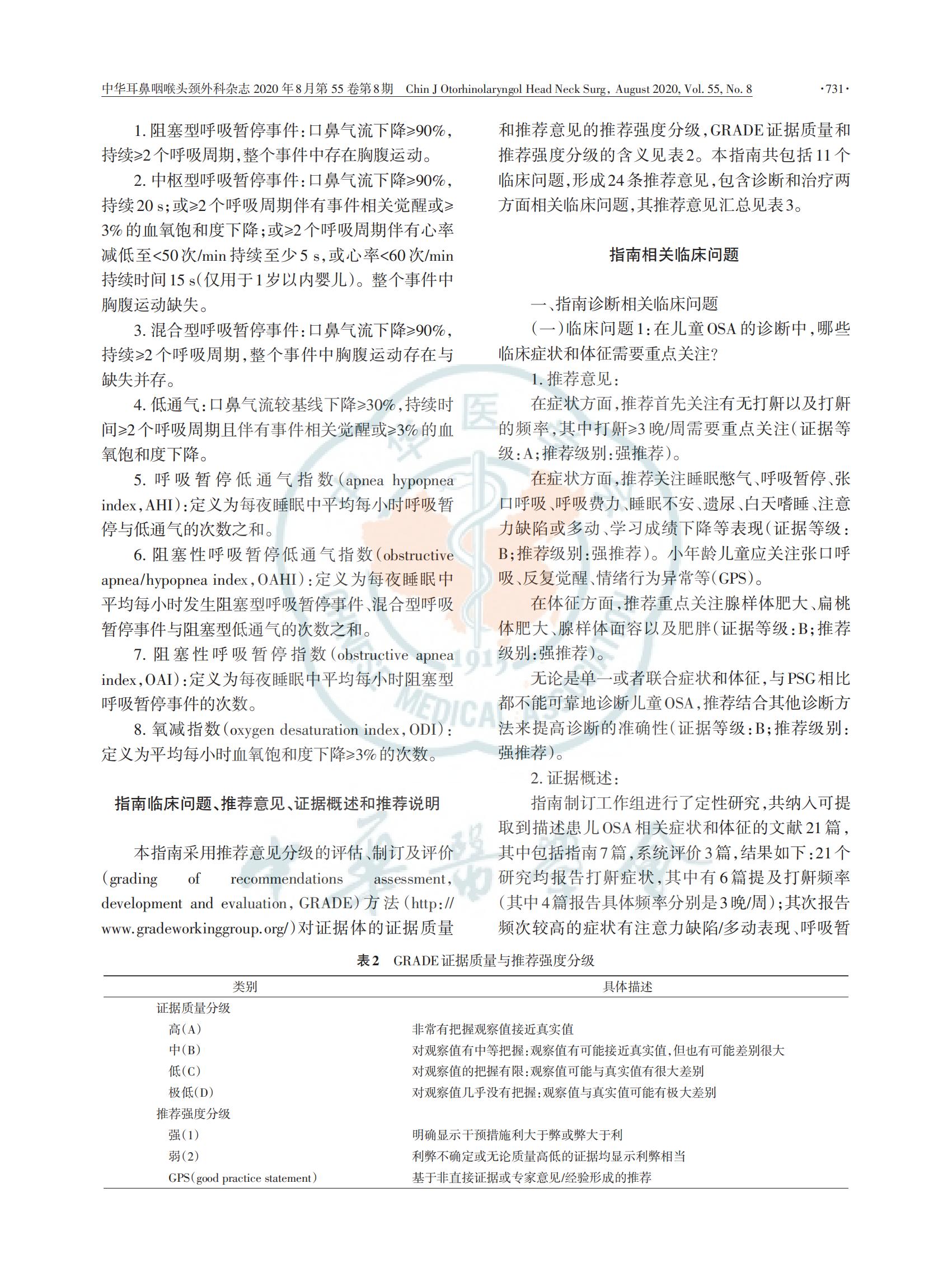 中国儿童阻塞性睡眠呼吸暂停诊断与治疗 指南（2020）(图3)